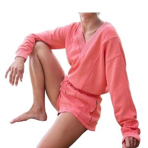 Free People Intercept Romper Hibiscus Pink Women Size L